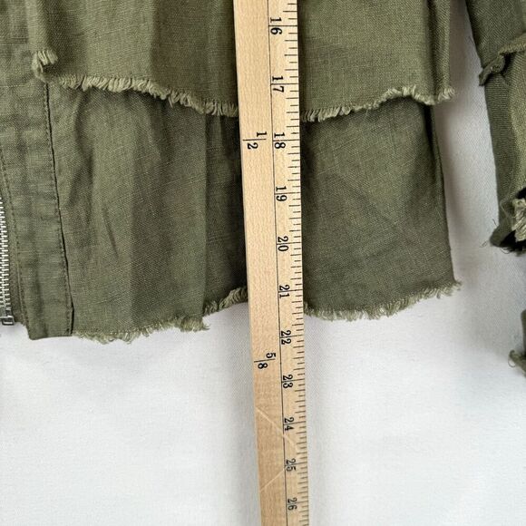 INC International Concepts Jacket Women Small Green 100% Linen Lagenlook Ruffled - Picture 14 of 15